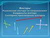 Векторы. Разложение вектора по направлениям. Координаты вектора. Скалярное произведение векторов