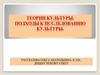 Теории культуры. Подходы к исследованию культуры