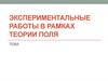 Экспериментальные работы в рамках теории поля