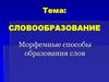 Словообразование. Морфемные способы образования слов