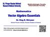 Vector Algebra Essentials. Cartesian coordinate frame. Distance between point and coordinate frame origin: Direction cosines