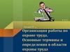 Организация работы по охране труда. Основные термины и определения в области охраны труда