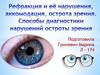 Рефракция и её нарушения, аккомодация, острота зрения. Способы диагностики нарушений остроты зрения