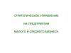 Стратегическое управление на предприятии малого и среднего бизнеса
