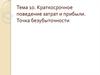 Краткосрочное поведение затрат и прибыли. Точка безубыточности