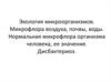 Экология микроорганизмов. Микрофлора воздуха, почвы, воды. Нормальная микрофлора организма человека, ее значение. Дисбактериоз