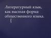 Литературный язык как высшая форма общественного языка