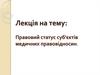 Правовий статус суб'єктів медичних правовідносин