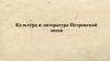 Культура и литература Петровской эпохи