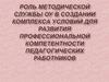 Роль методической службы ОУ в создании комплекса условий для развития профессиональной компетентности педагогических работников