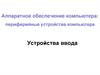 Аппаратное обеспечение компьютера: периферийные устройства компьютера. Устройства ввода