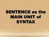 Sentence as the main unit of syntax