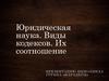 Юридическая наука. Виды кодексов. Их соотношение