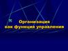 Организация как функция управления