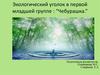Экологический уголок в первой младшей группе “Чебурашка.”