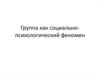 Группа как социально-психологический феномен