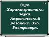 Звук. Характеристики звука. Акустический резонанс. Эхо. Ультразвук