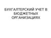 Бухгалтерский учет в бюджетных организациях