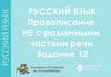 Правописание НЕ с различными частями речи. Задание №12 ЕГЭ-2018