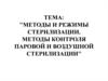 Методы и режимы стерилизации. Методы контроля паровой и воздушной стерилизации