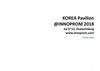 KOREA Pavilion @INNOPROM 2018 Jul 9~12, Ekaterinburg