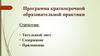 Программа краткосрочной образовательной практики. Шаблон