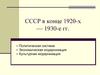 СССР в конце 1920-х - 1930-е годы. Политическая система. Экономическая модернизация. Культурная модернизация